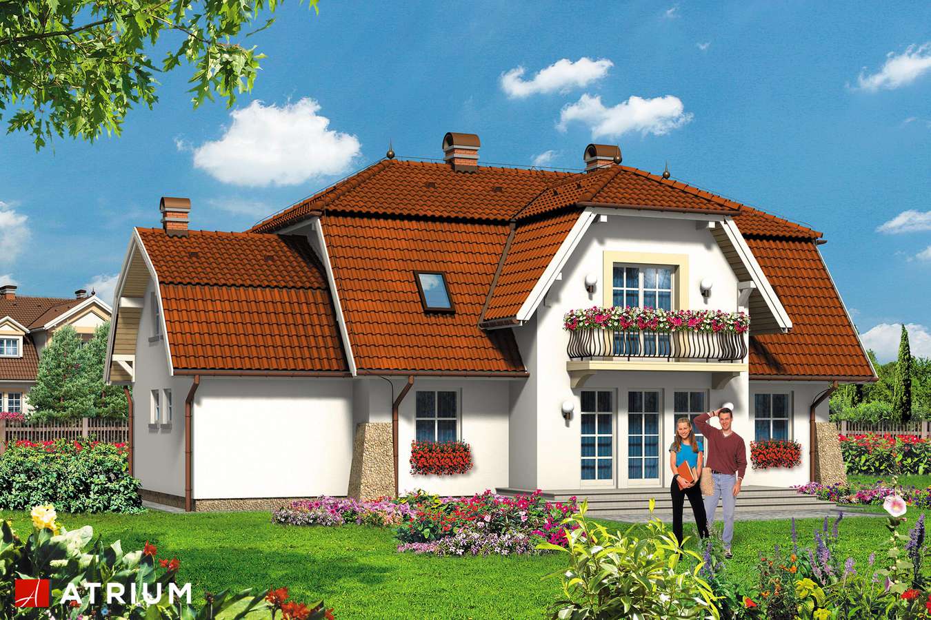Projekty domów - Projekt domu z poddaszem CLAUDIA - wizualizacja 1 - wersja lustrzana