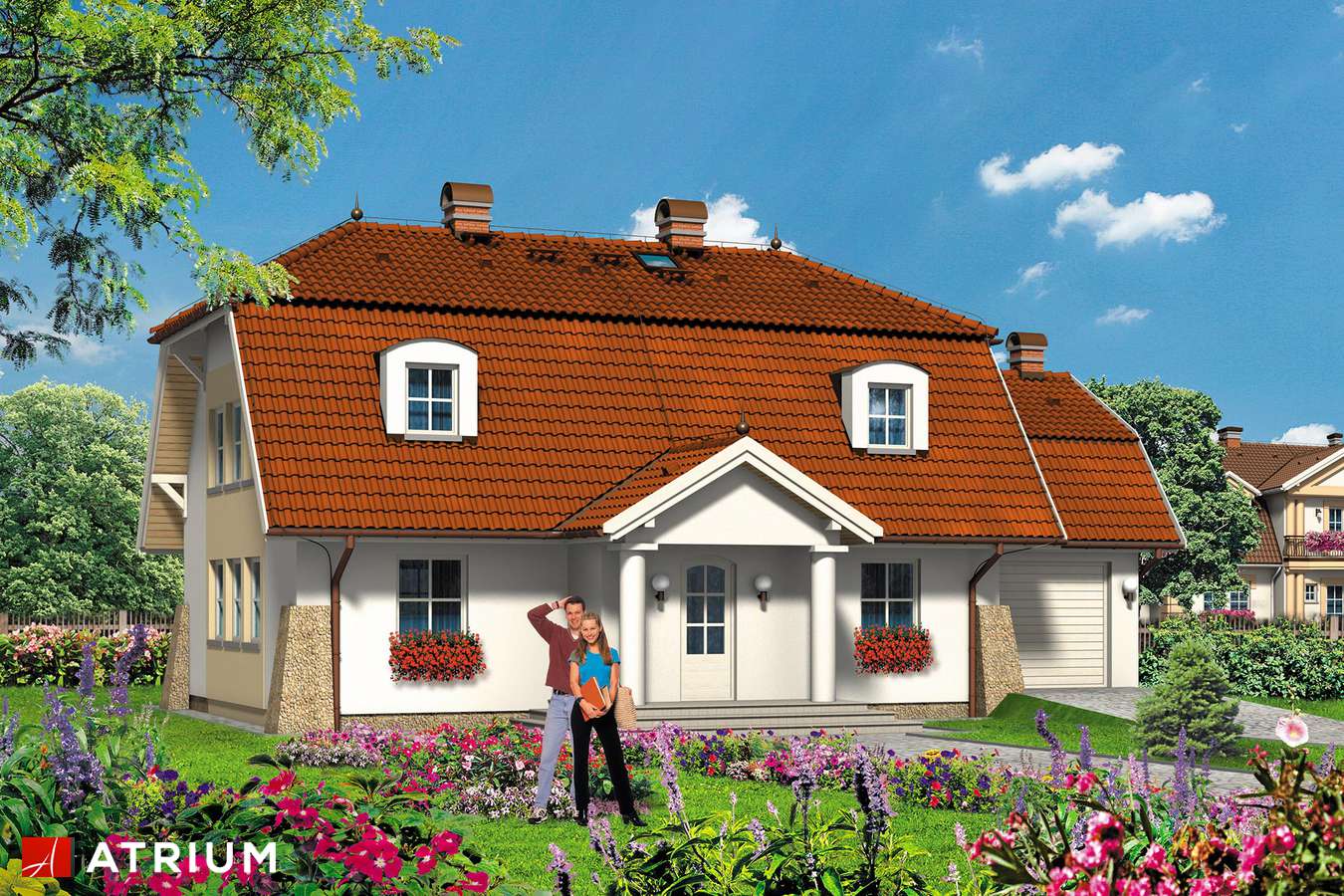 Projekty domów - Projekt domu z poddaszem CLAUDIA - wizualizacja 2 - wersja lustrzana