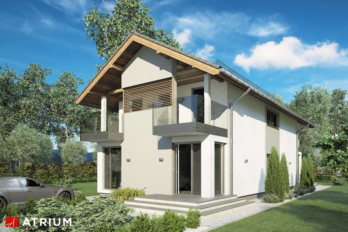 Projekty domów - Projekt domu piętrowego GARDA III - wizualizacja 1 - wersja lustrzana