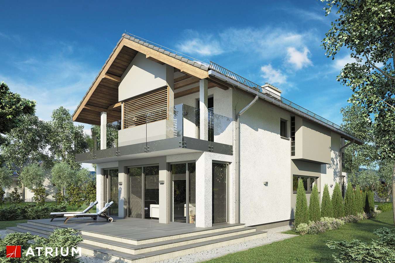 Projekty domów - Projekt domu piętrowego GARDA III - wizualizacja 2 - wersja lustrzana