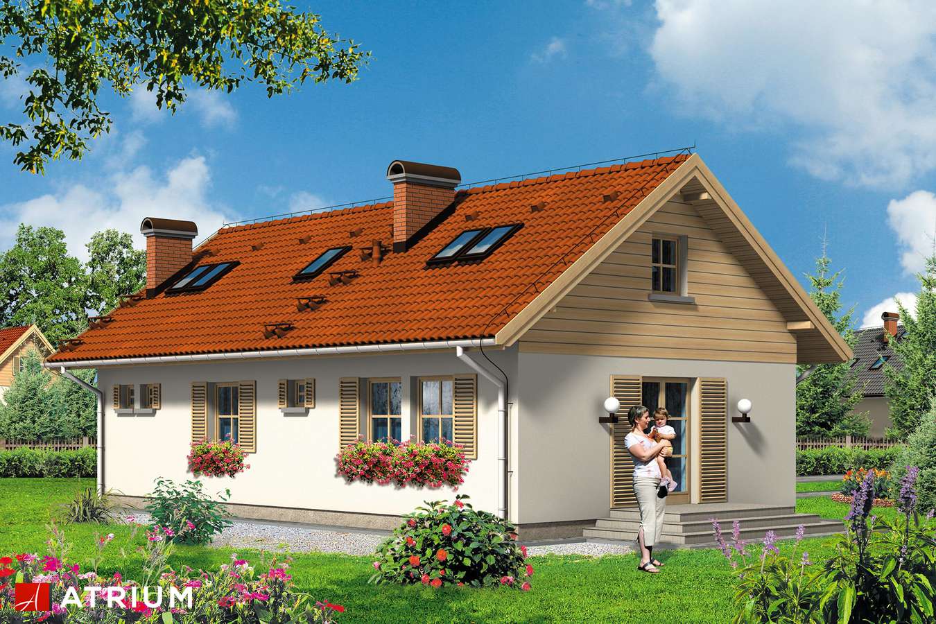 Projekty domów - Projekt domu z poddaszem VOX - wizualizacja 2 - wersja lustrzana