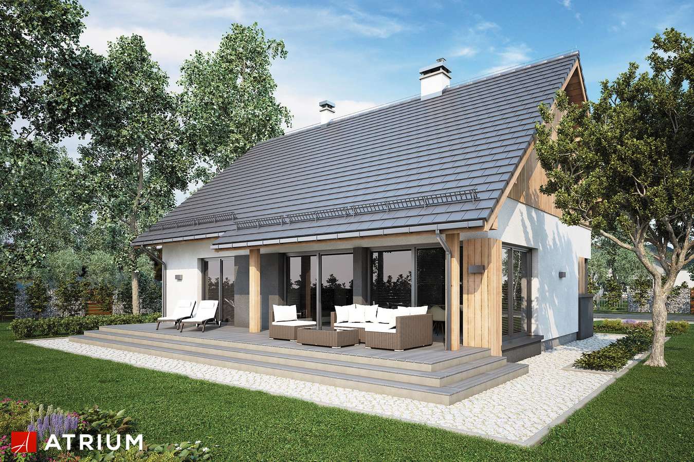 Projekty domów - Projekt domu parterowego ROY IV SZ - wizualizacja 2 - wersja lustrzana