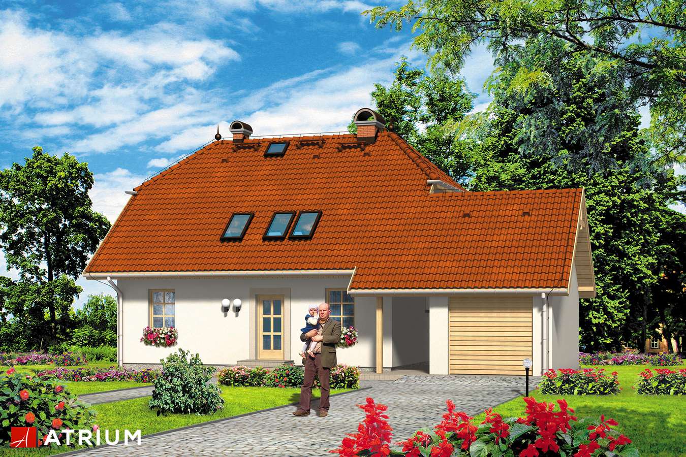 Projekty domów - Projekt domu z poddaszem PAN JAN - wizualizacja 1 - wersja lustrzana