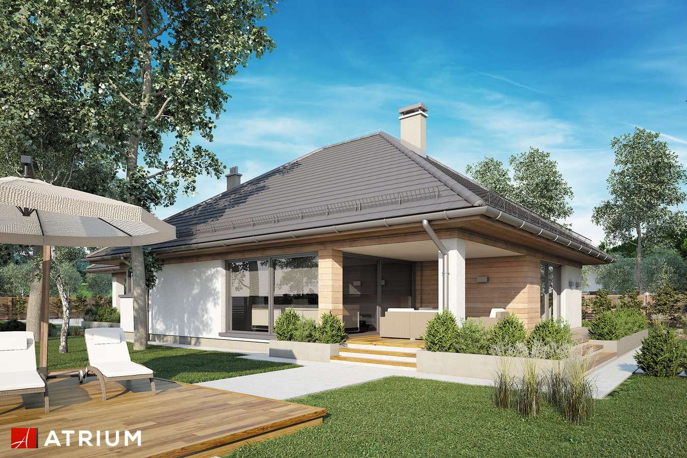 Projekty domów - Projekt domu parterowego MORGAN III - wizualizacja 2 - wersja lustrzana