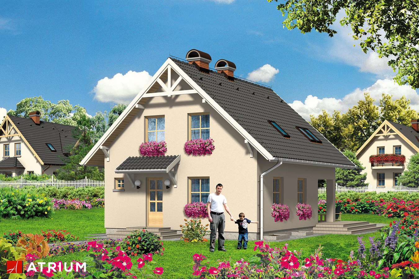 Projekty domów - Projekt domu z poddaszem ORFEUSZ - wizualizacja 1