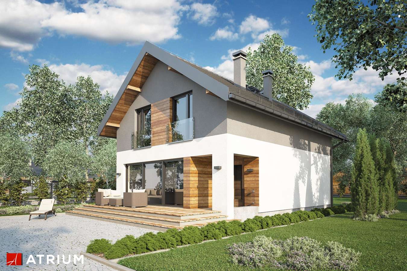 Projekty domów - Projekt domu z poddaszem BERGAMO - wizualizacja 1 - wersja lustrzana