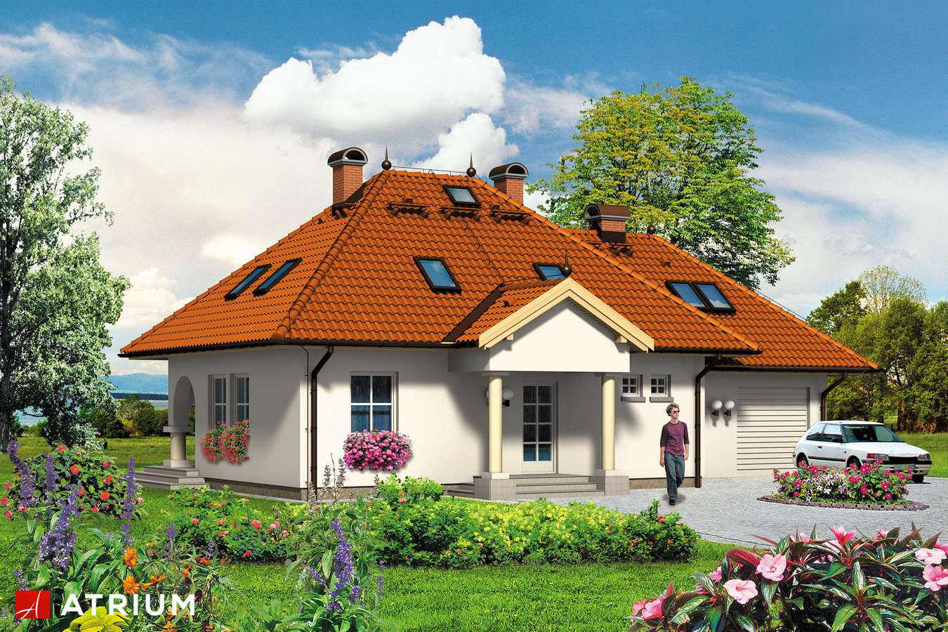 Projekty domów - Projekt domu z poddaszem OLEńKA - wizualizacja 2 - wersja lustrzana