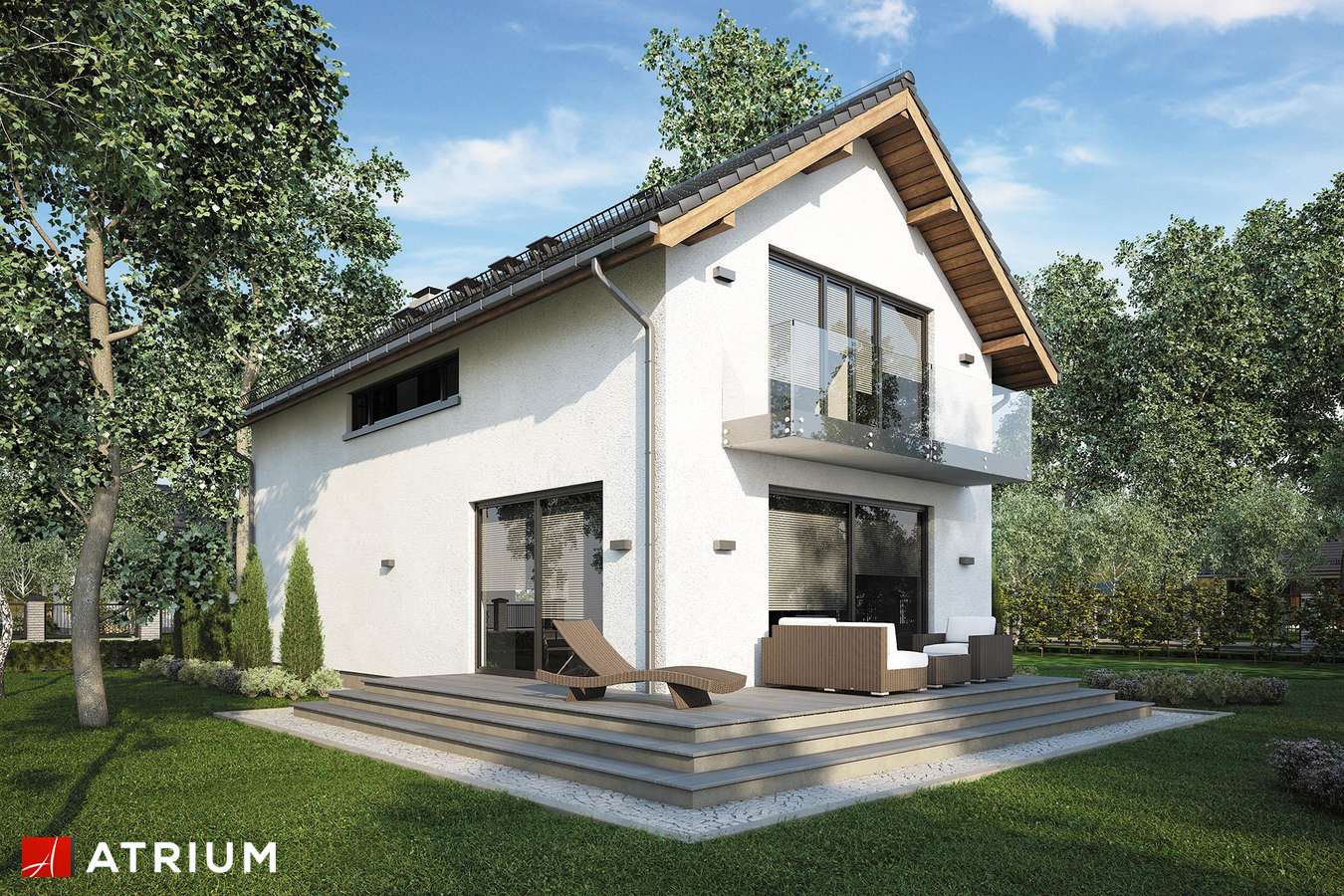 Projekty domów - Projekt domu z poddaszem BRUNO II - wizualizacja 2 - wersja lustrzana