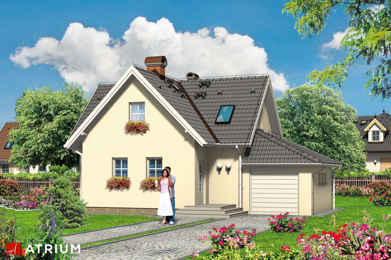 Projekty domów - Projekt domu z poddaszem MIKRUS - wizualizacja 1 - wersja lustrzana