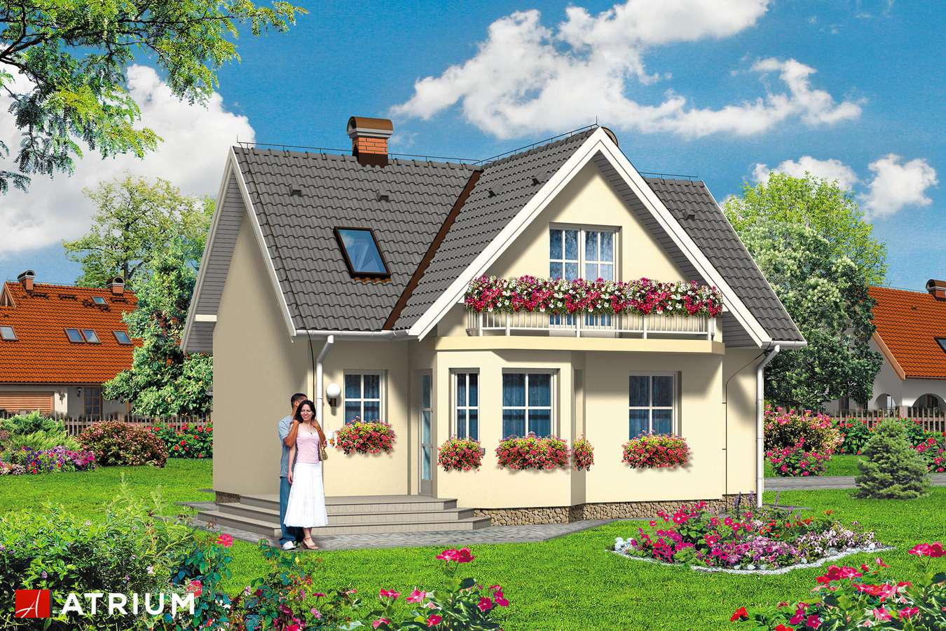 Projekty domów - Projekt domu z poddaszem MIKRUS - wizualizacja 2 - wersja lustrzana