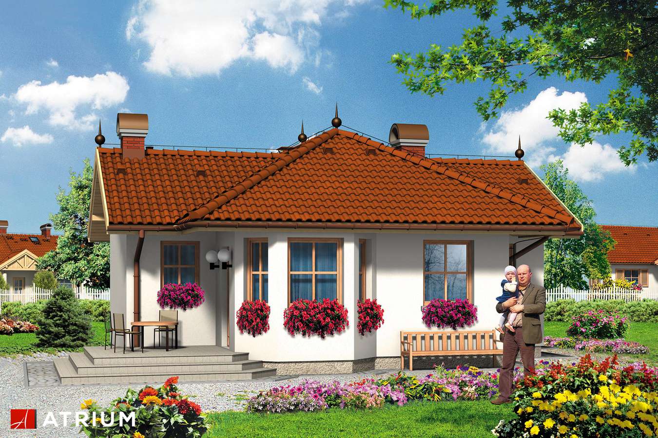 Projekty domów - Projekt domu parterowego MINI MAX - wizualizacja 1 - wersja lustrzana