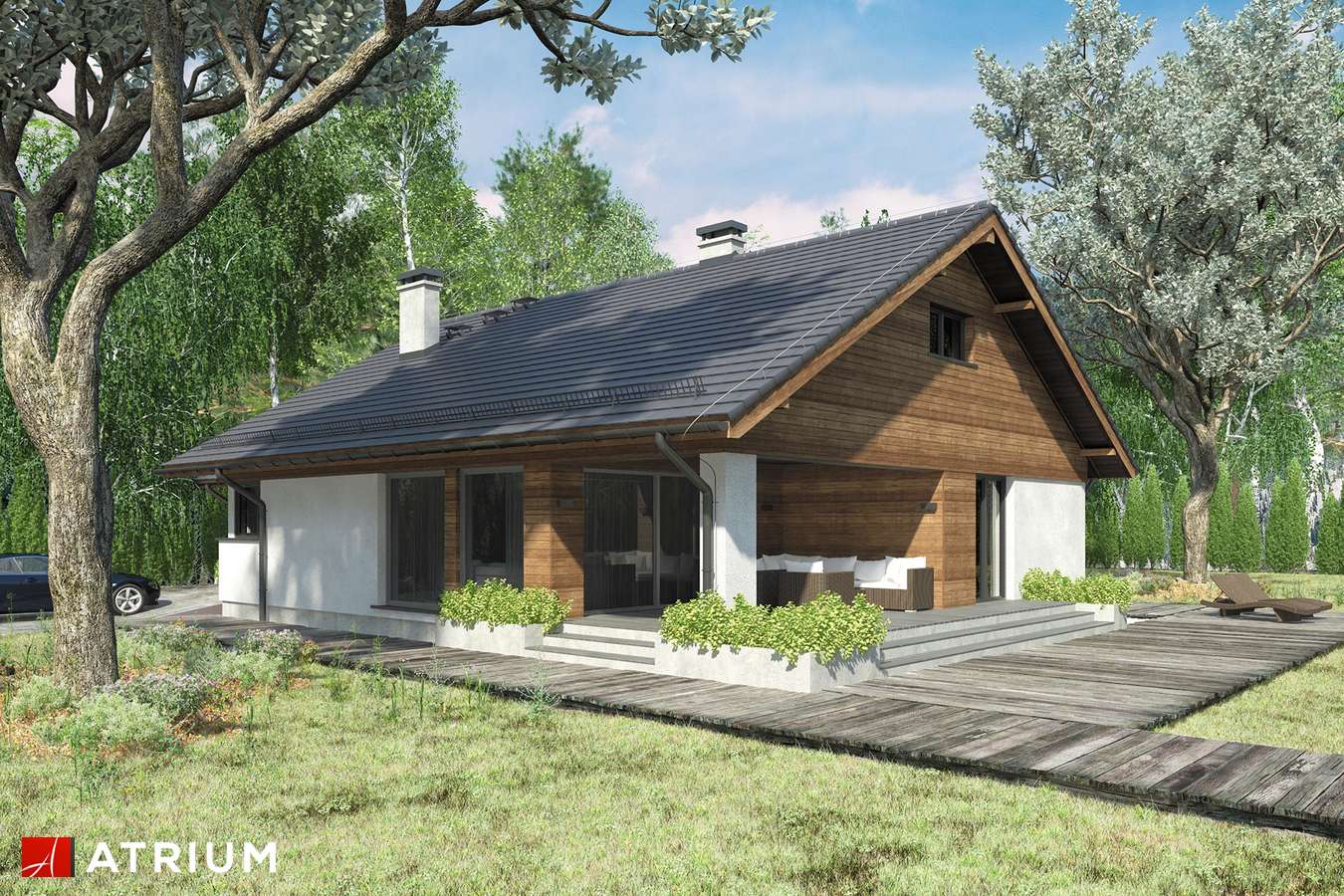 Projekty domów - Projekt domu z poddaszem KOS III SZ - wizualizacja 1 - wersja lustrzana