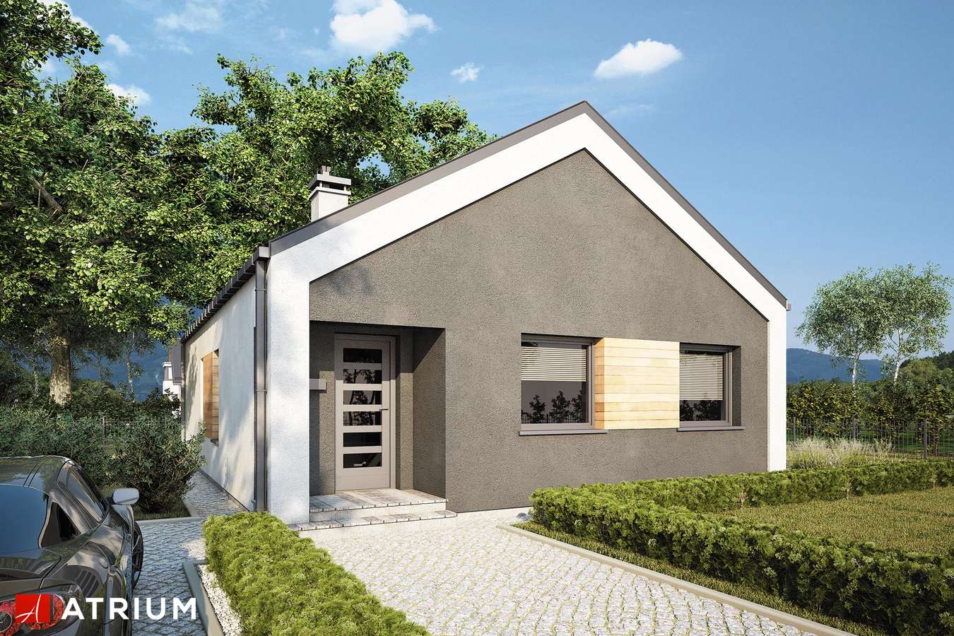 Projekty domów - Projekt domu parterowego ADAM III - wizualizacja 2 - wersja lustrzana