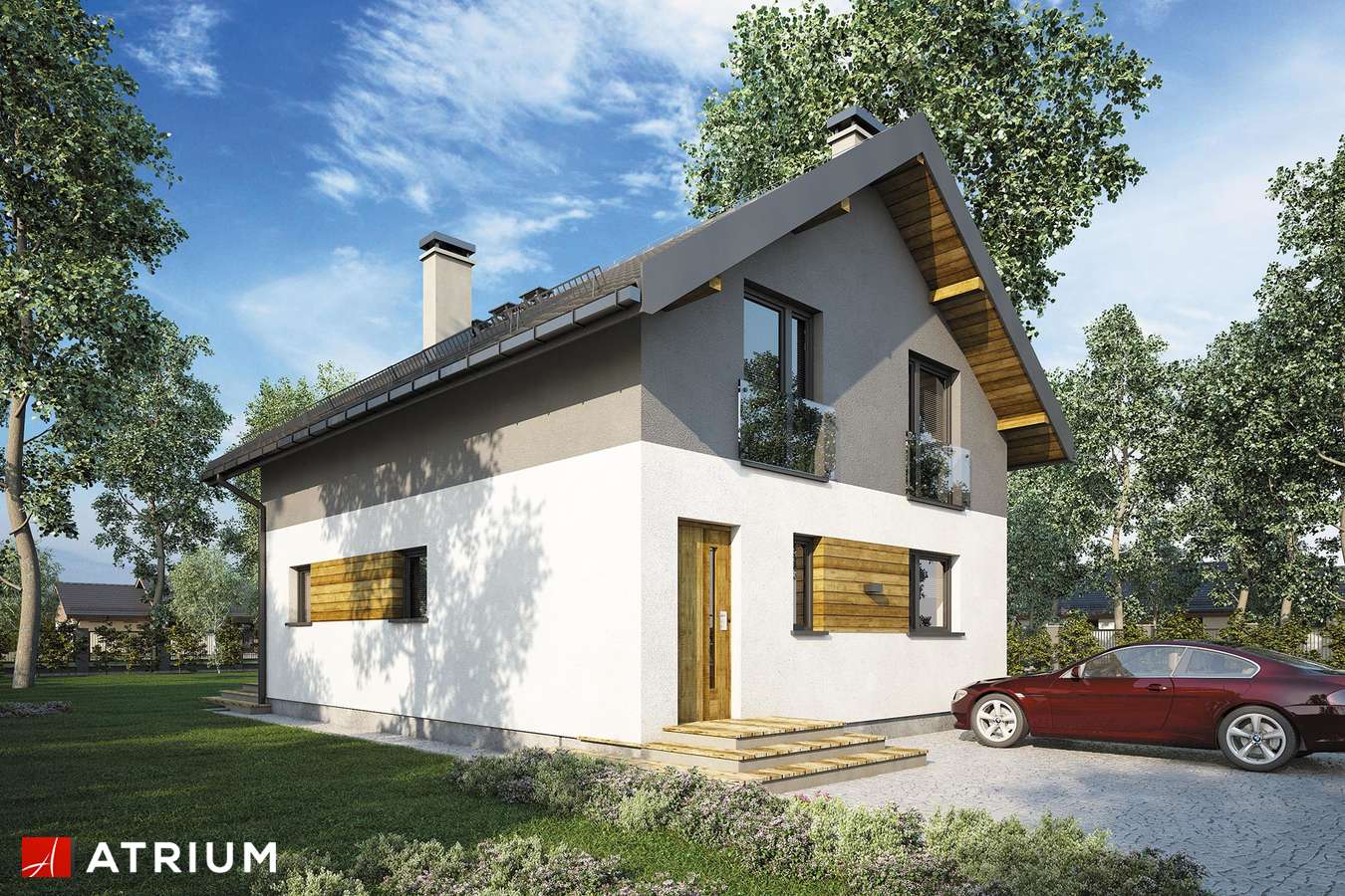 Projekty domów - Projekt domu z poddaszem BERGAMO III - wizualizacja 1 - wersja lustrzana