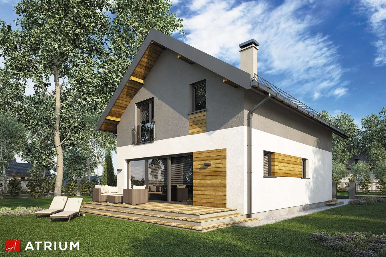 Projekty domów - Projekt domu z poddaszem BERGAMO III - wizualizacja 2 - wersja lustrzana