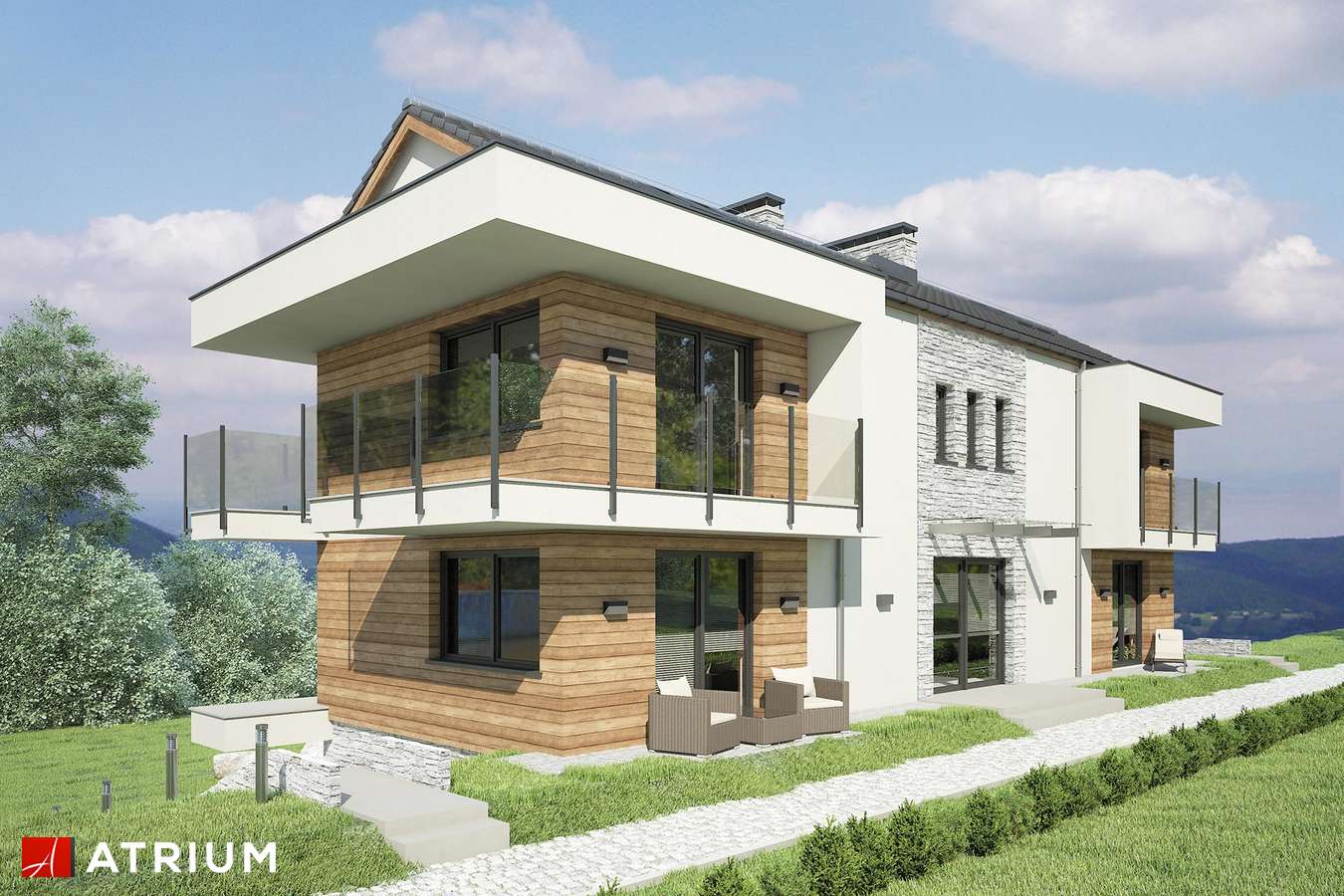 Projekty domów - Projekt domu piętrowego STUDIO HOUSE - wizualizacja 2 - wersja lustrzana