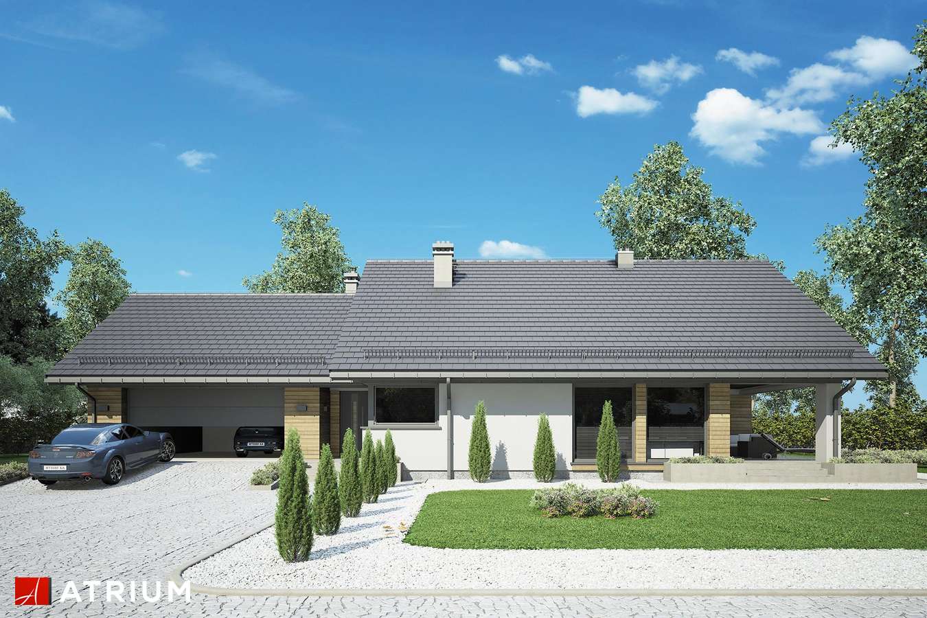 Projekty domów - Projekt domu z poddaszem PLESZKA II SZ - wizualizacja 1 - wersja lustrzana