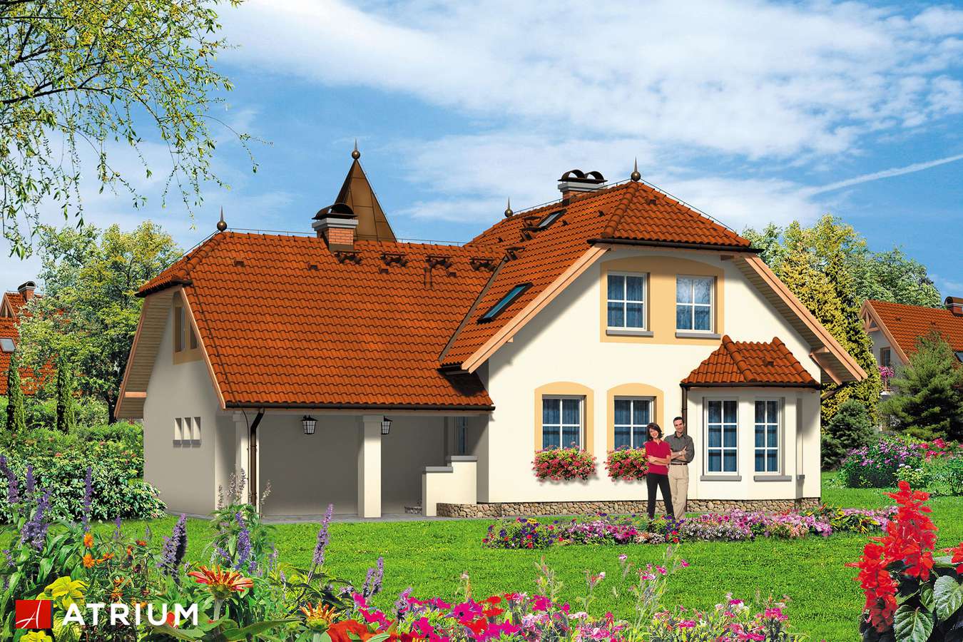 Projekty domów - Projekt domu z poddaszem GANDALF - wizualizacja 2 - wersja lustrzana