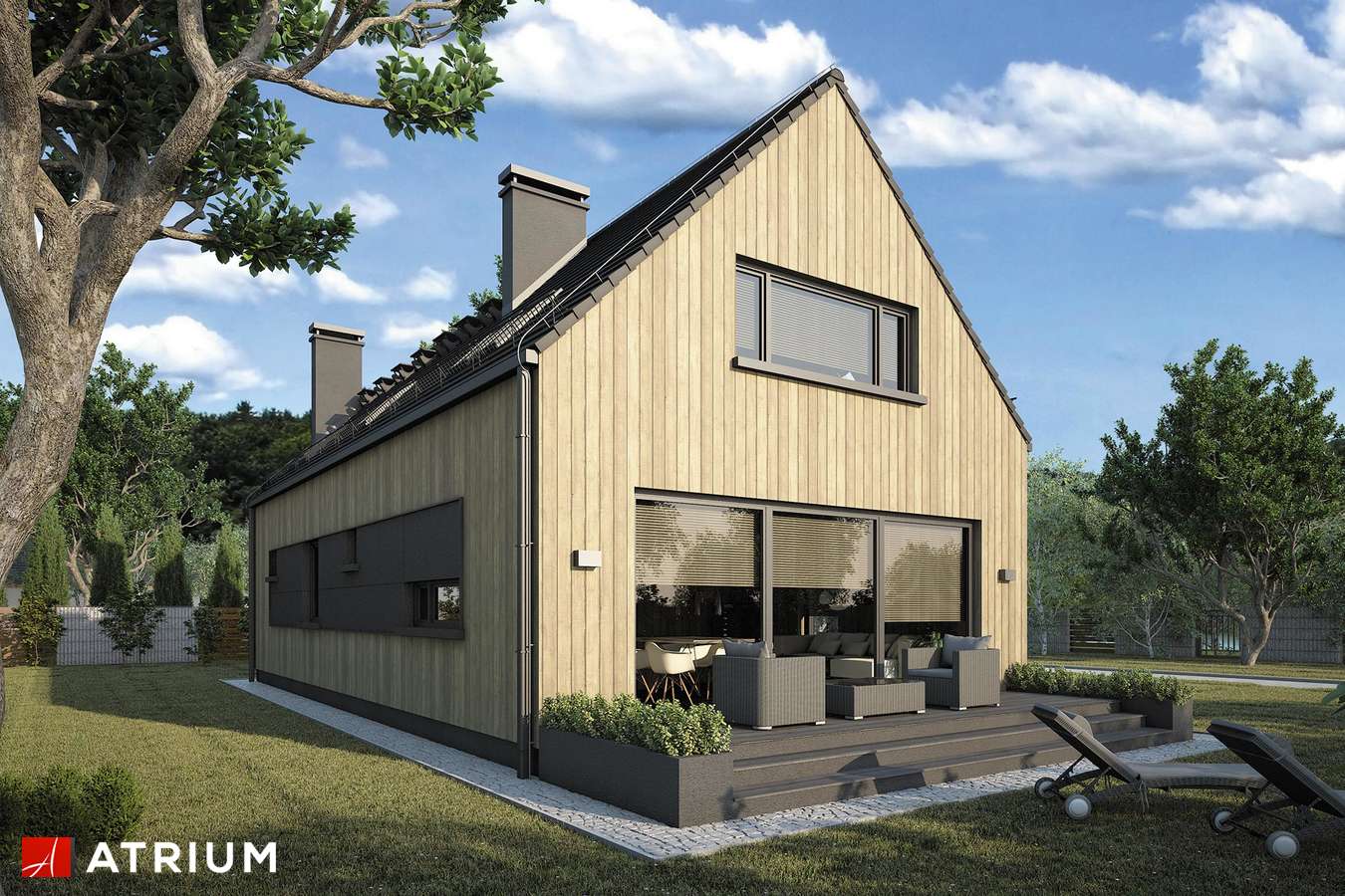 Projekty domów - Projekt domu z poddaszem STOKROTKA II - wizualizacja 2 - wersja lustrzana