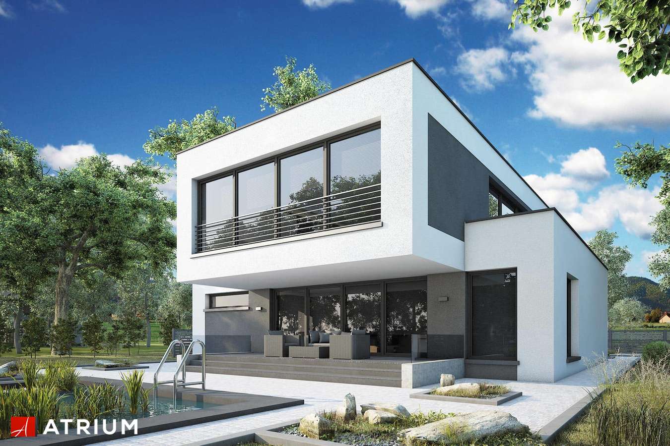 Projekty domów - Projekt domu piętrowego MALTA - wizualizacja 2 - wersja lustrzana
