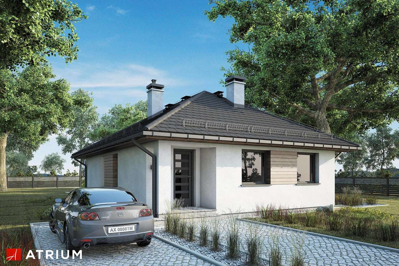 Projekty domów - Projekt domu parterowego ADAM IV - wizualizacja 2 - wersja lustrzana