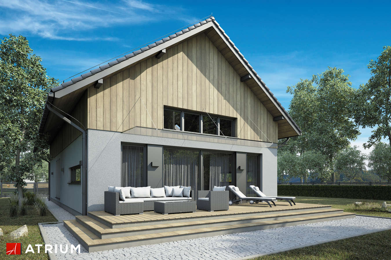 Projekty domów - Projekt domu z poddaszem SIGMA MINI - wizualizacja 2 - wersja lustrzana