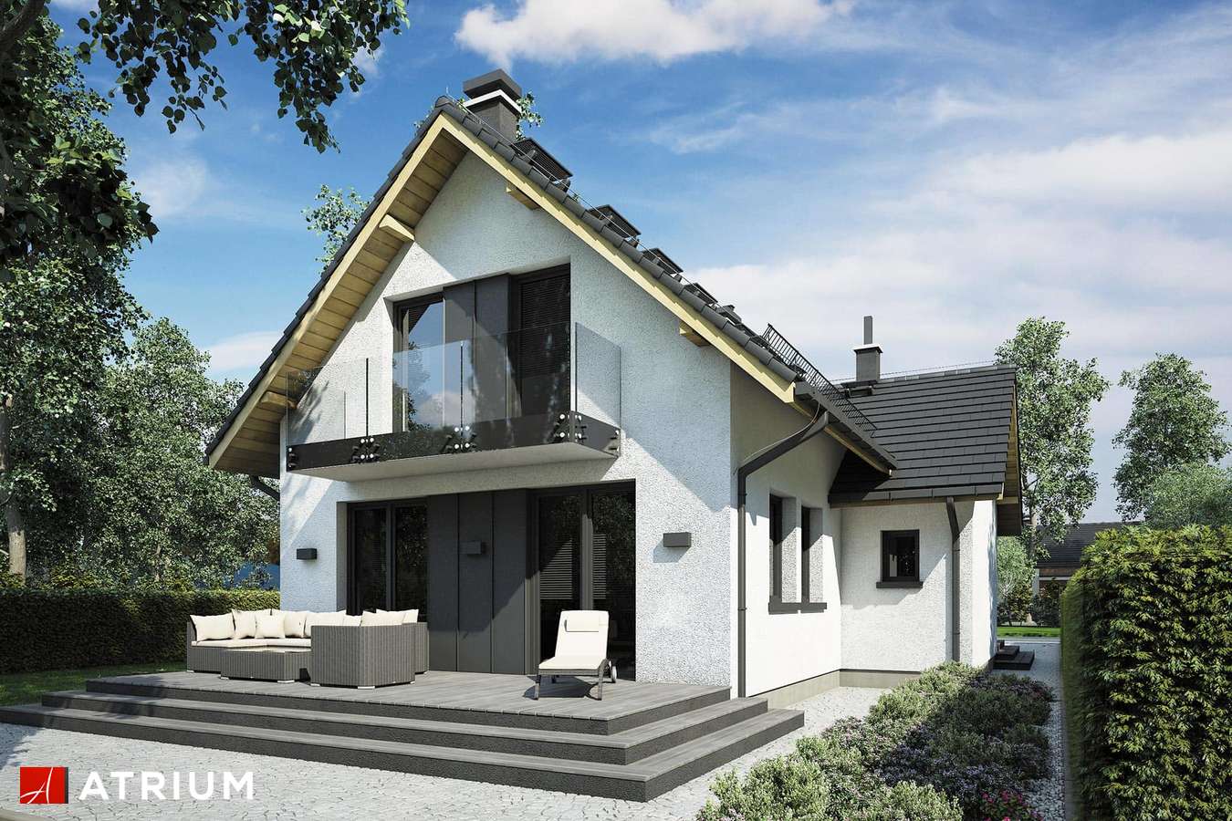 Projekty domów - Projekt domu z poddaszem SIGMA III - wizualizacja 2 - wersja lustrzana