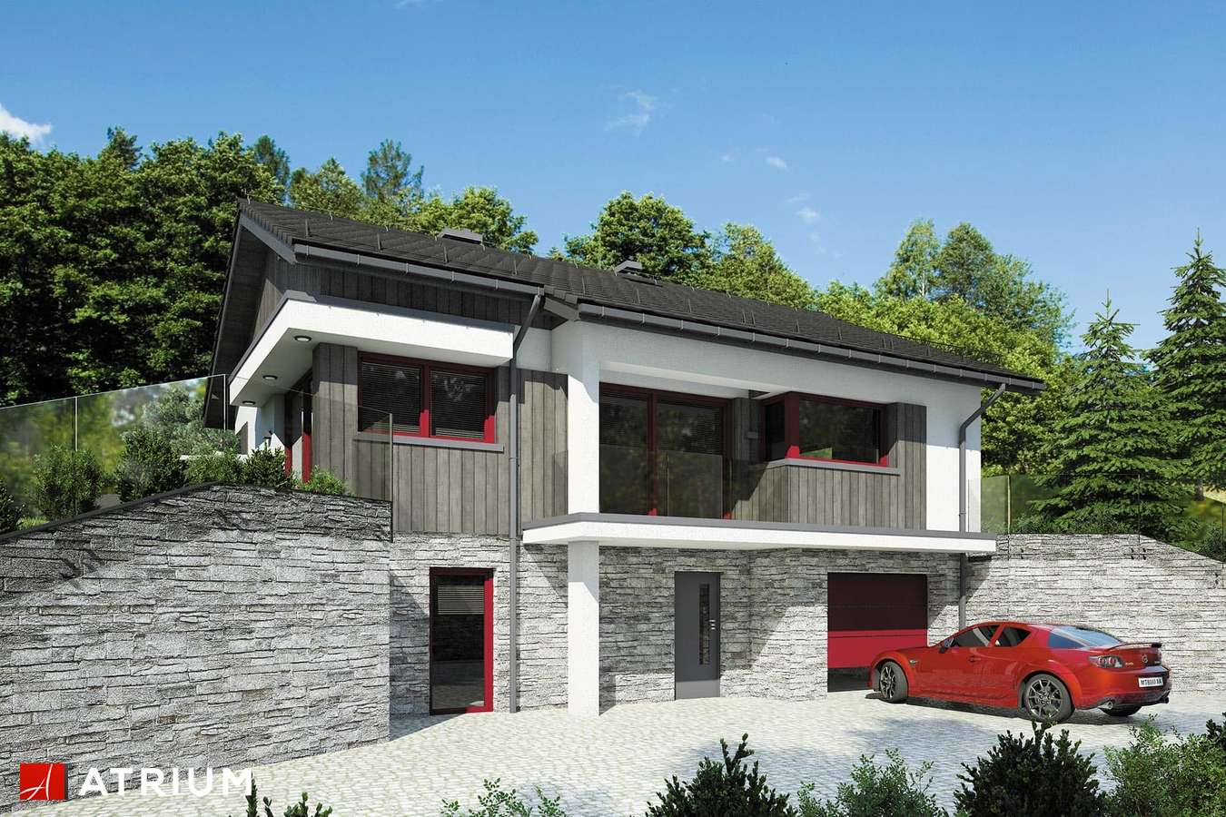 Projekty domów - Projekt domu parterowego SKARPA II - wizualizacja 2 - wersja lustrzana