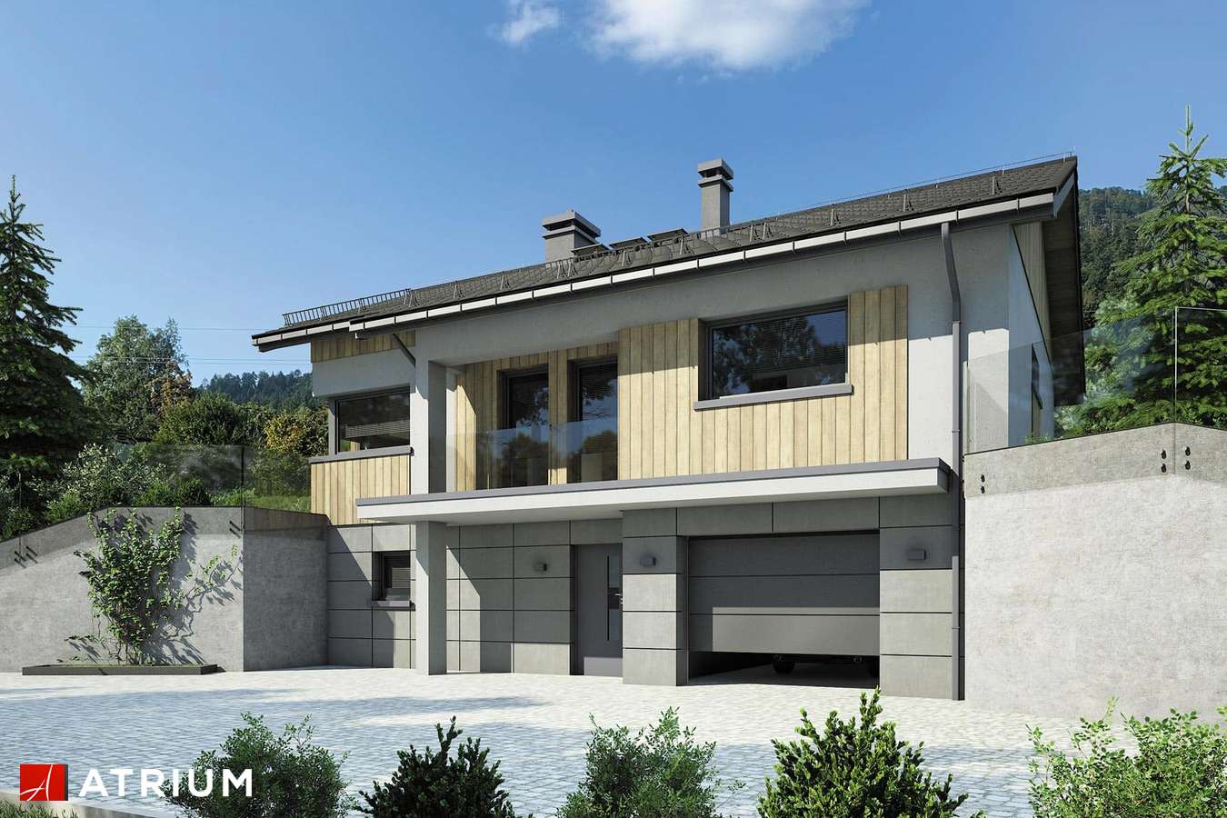 Projekty domów - Projekt domu parterowego SKARPA III - wizualizacja 1 - wersja lustrzana