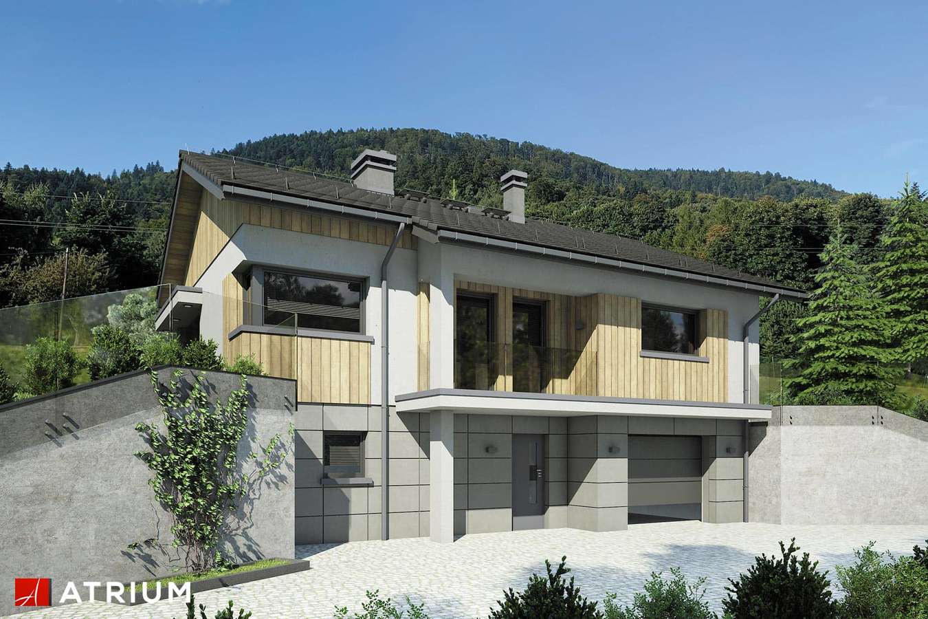 Projekty domów - Projekt domu parterowego SKARPA III - wizualizacja 2 - wersja lustrzana