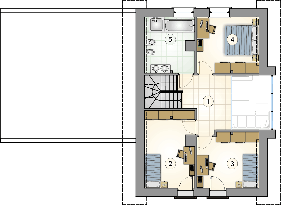 rzut poddasza - projekt Samba XVI - wersja lustrzana