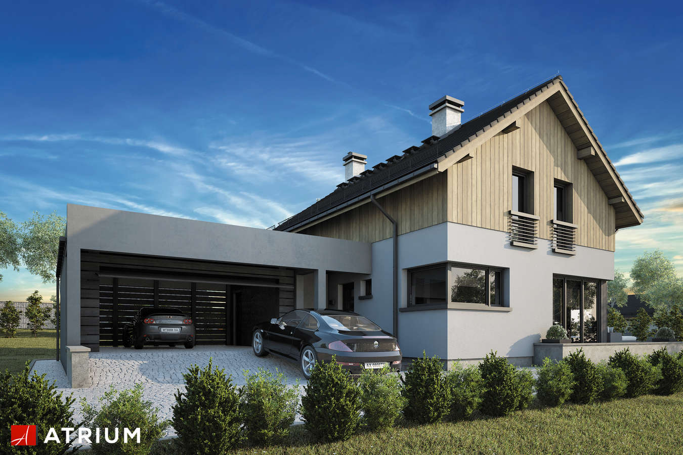 Projekty domów - Projekt domu z poddaszem SAMBA XVI - wizualizacja 1 - wersja lustrzana