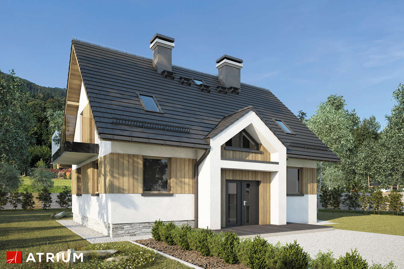 Projekty domów - Projekt domu z poddaszem STAROSTA NEW - wizualizacja 1 - wersja lustrzana