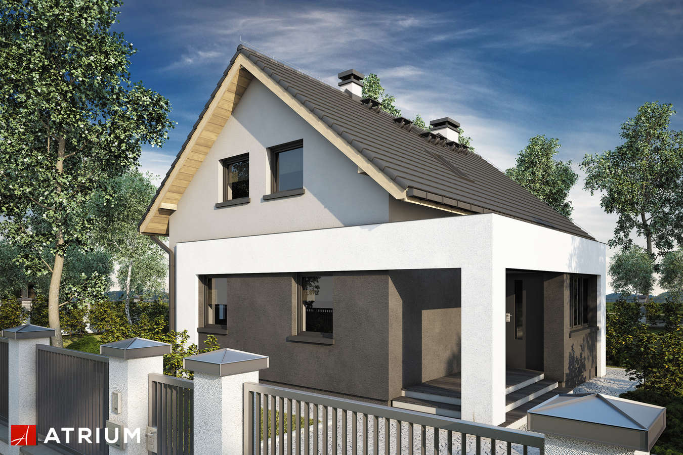 Projekty domów - Projekt domu z poddaszem WIKTOR - wizualizacja 1 - wersja lustrzana