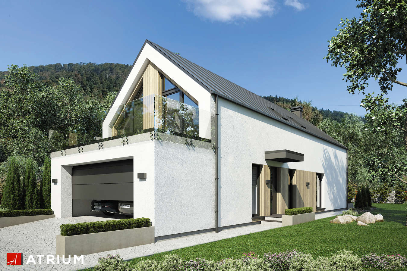 Projekty domów - Projekt domu z poddaszem BARI IV - wizualizacja 1 - wersja lustrzana