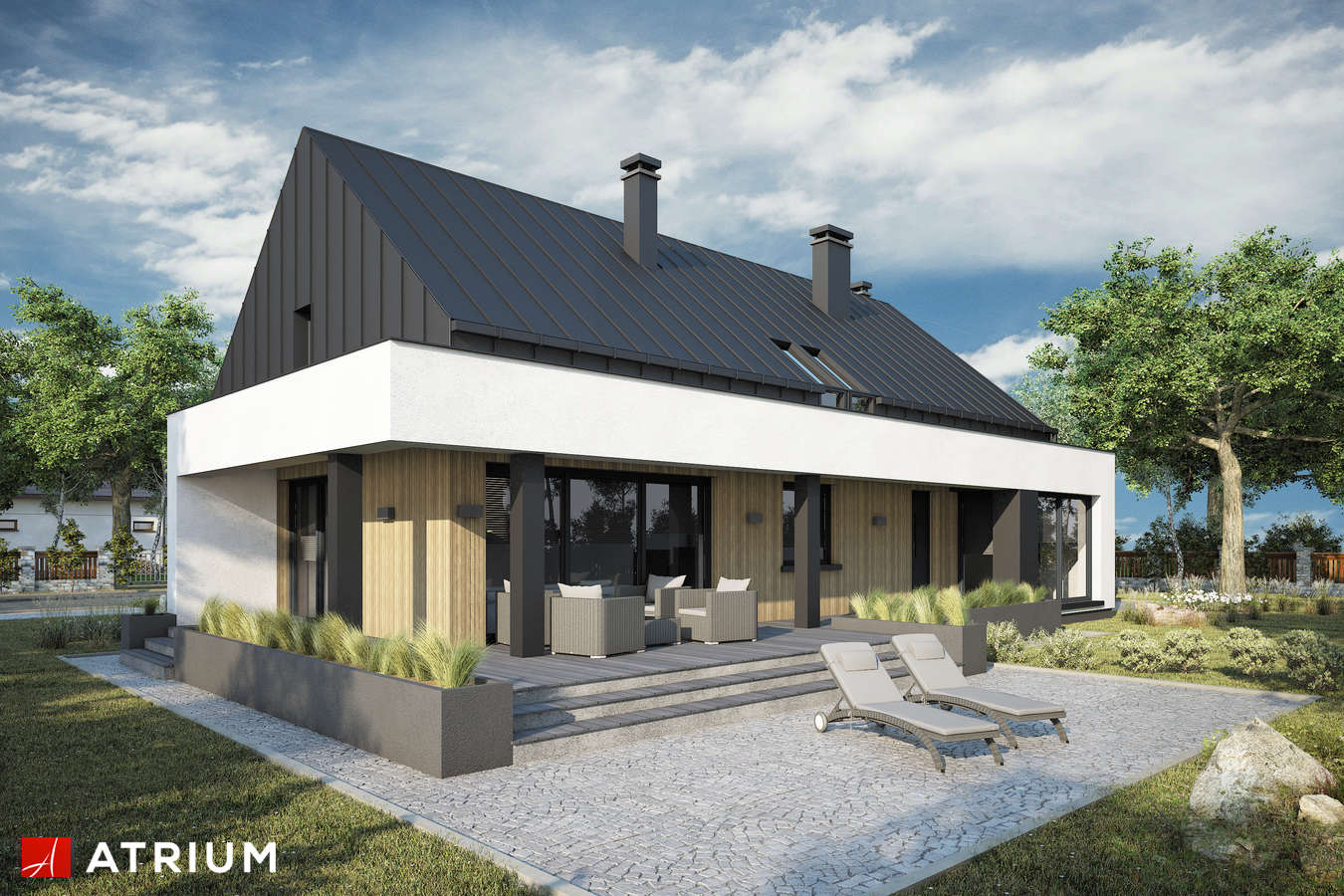 Projekty domów - Projekt domu z poddaszem AURORA MAXI IV - wizualizacja 2