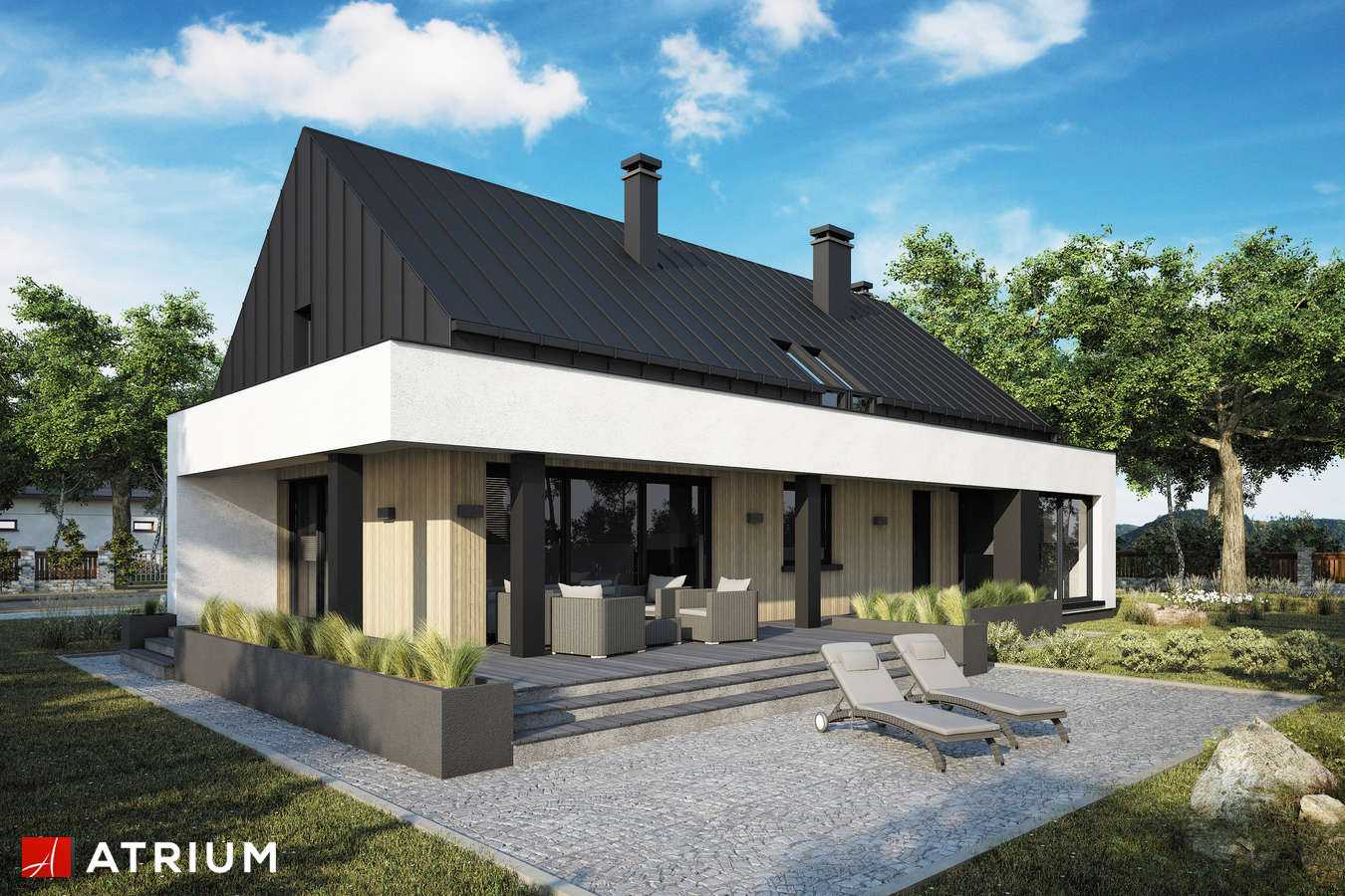 Projekty domów - Projekt domu z poddaszem AURORA MAXI V - wizualizacja 2