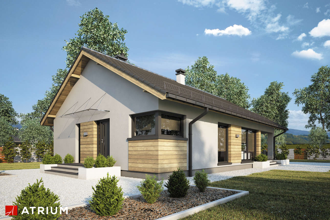 Projekty domów - Projekt domu parterowego PELIKAN SLIM X - wizualizacja 1 - wersja lustrzana