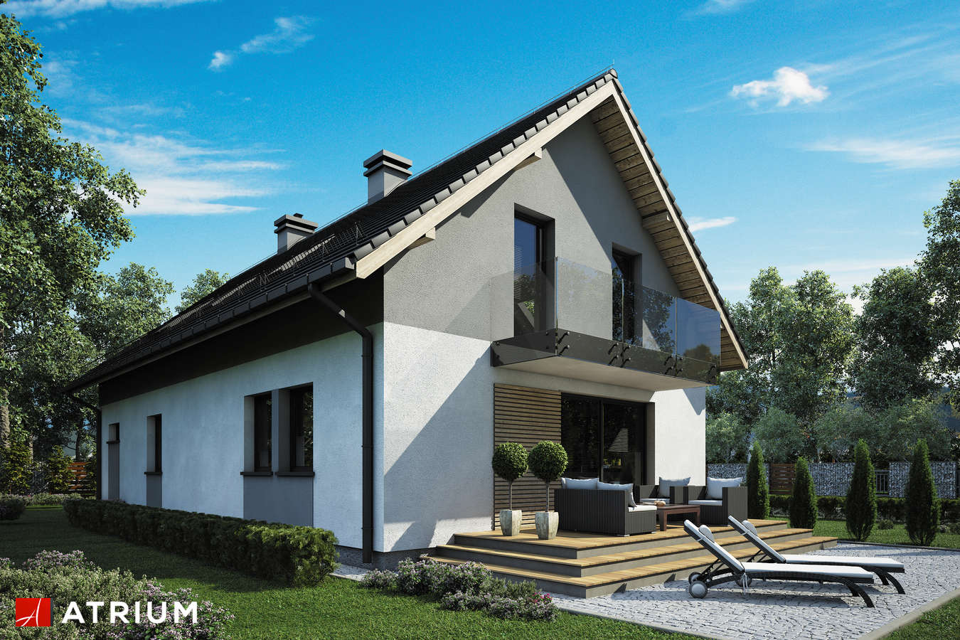 Projekty domów - Projekt domu z poddaszem SINUS II - wizualizacja 2 - wersja lustrzana