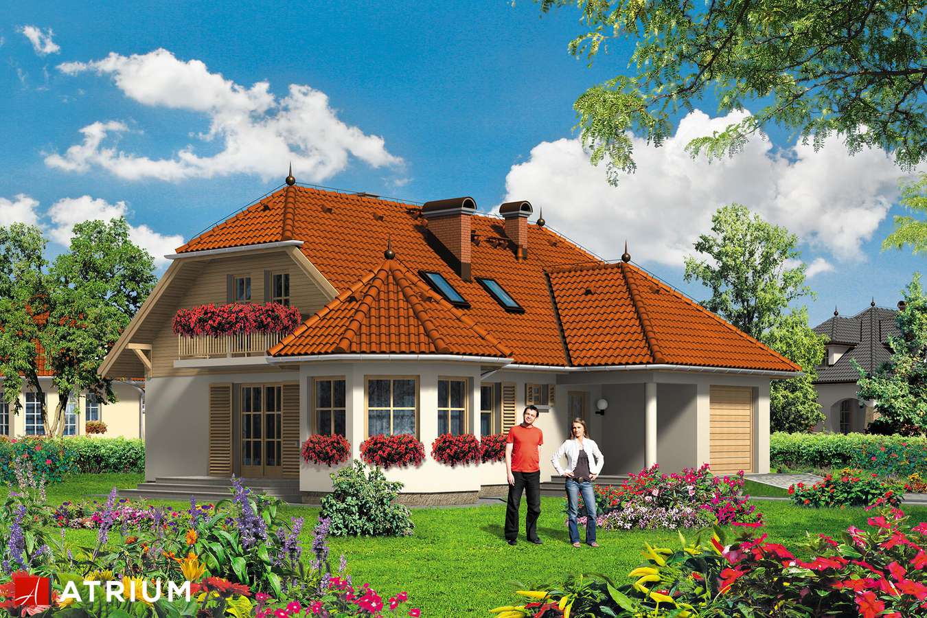 Projekty domów - Projekt domu z poddaszem ARTEMIDA - wizualizacja 1 - wersja lustrzana