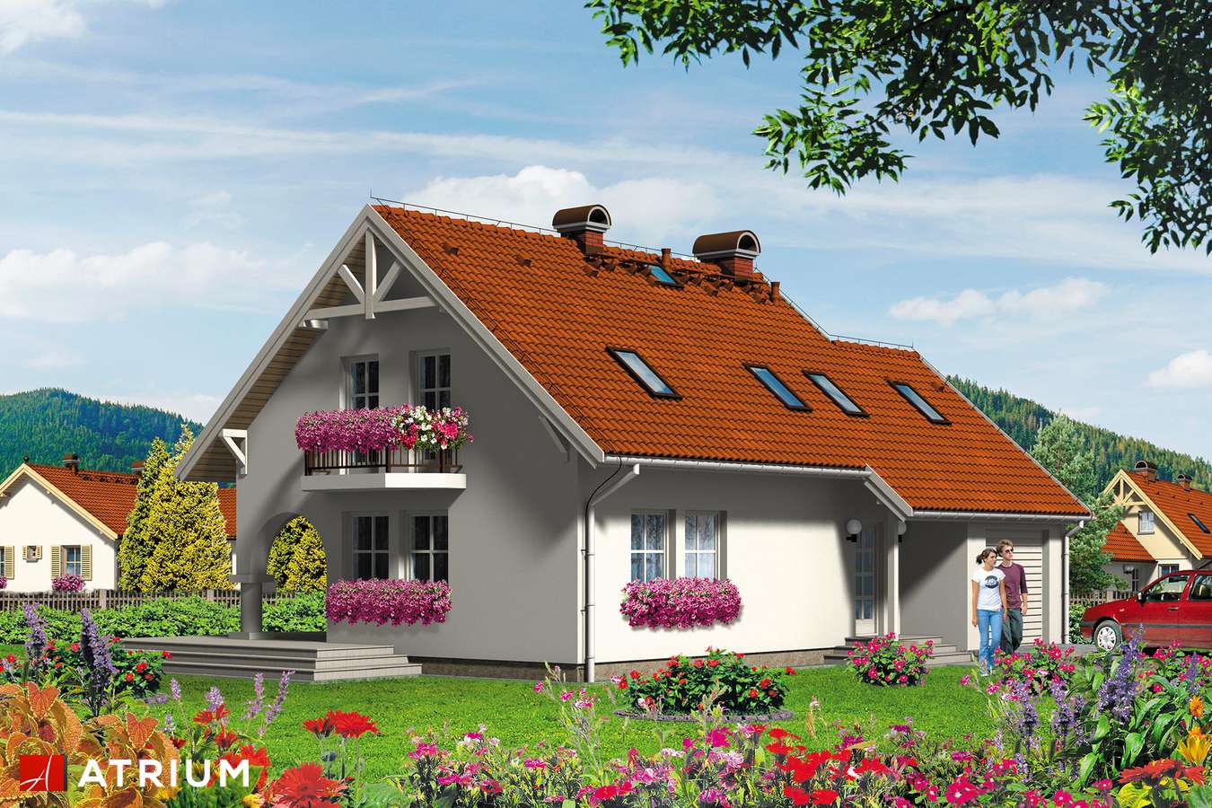 Projekty domów - Projekt domu z poddaszem JANTAR - wizualizacja 1 - wersja lustrzana