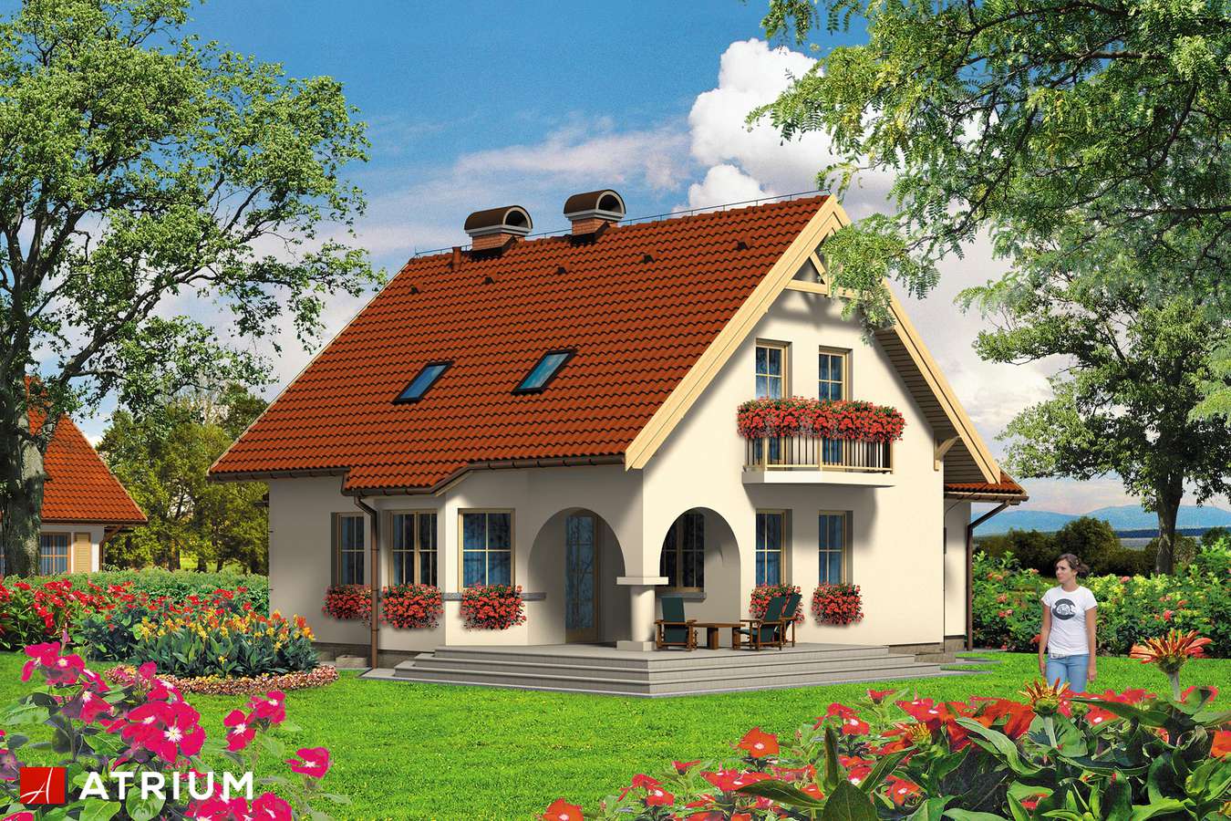 Projekty domów - Projekt domu z poddaszem AKANT - wizualizacja 2 - wersja lustrzana