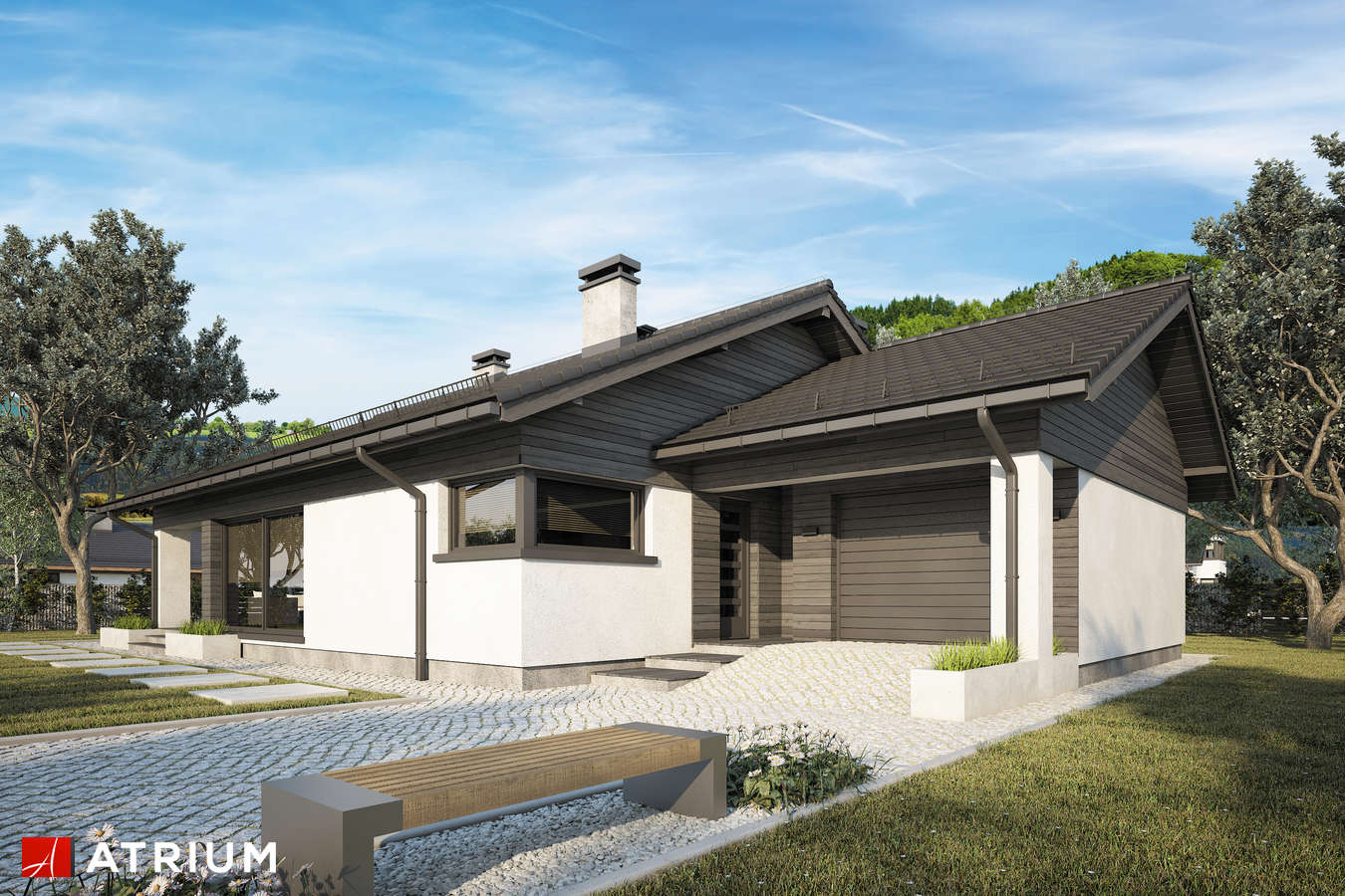 Projekty domów - Projekt domu parterowego KOS XIII - wizualizacja 2