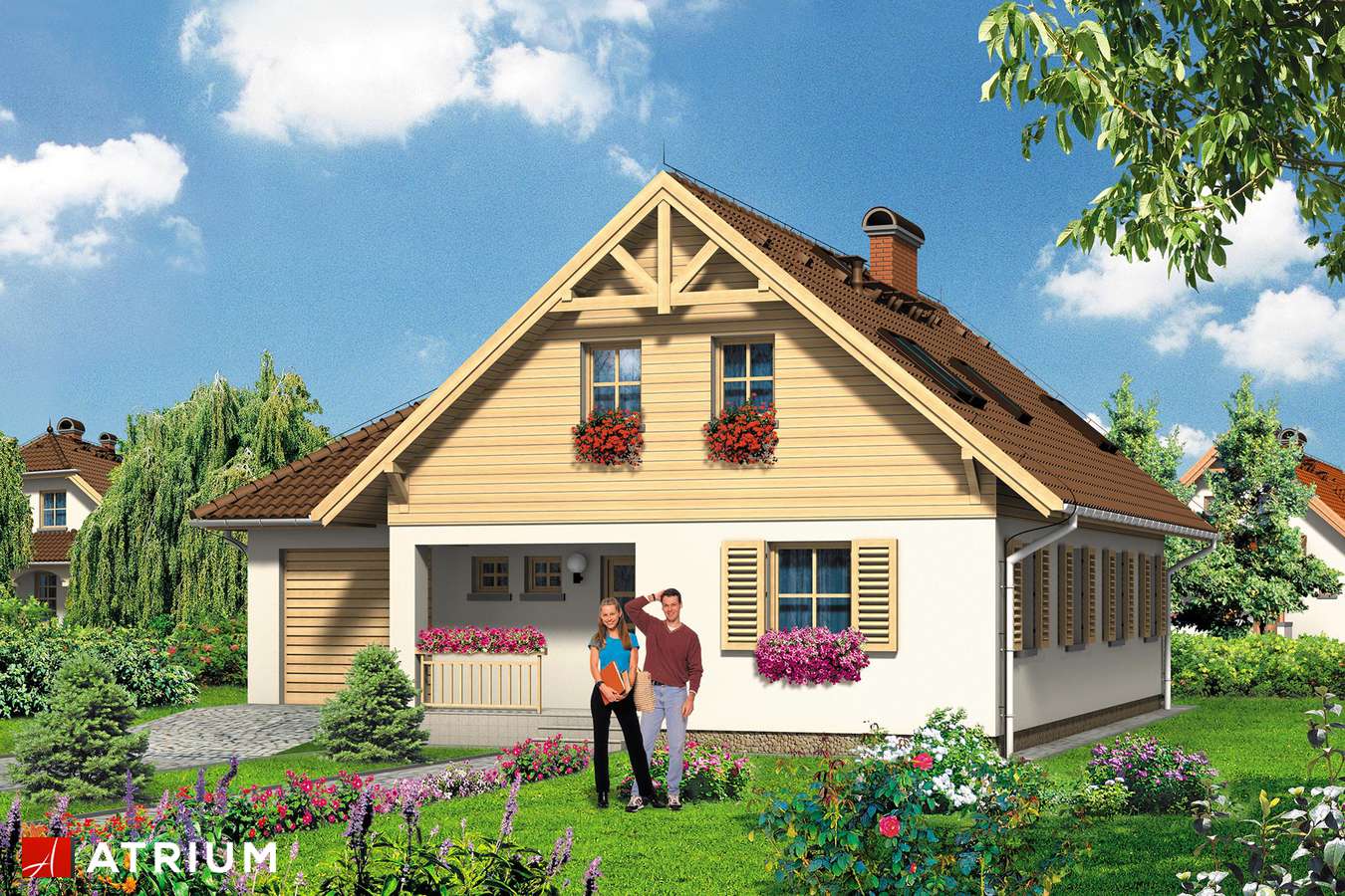 Projekty domów - Projekt domu z poddaszem AMADEO - wizualizacja 1 - wersja lustrzana