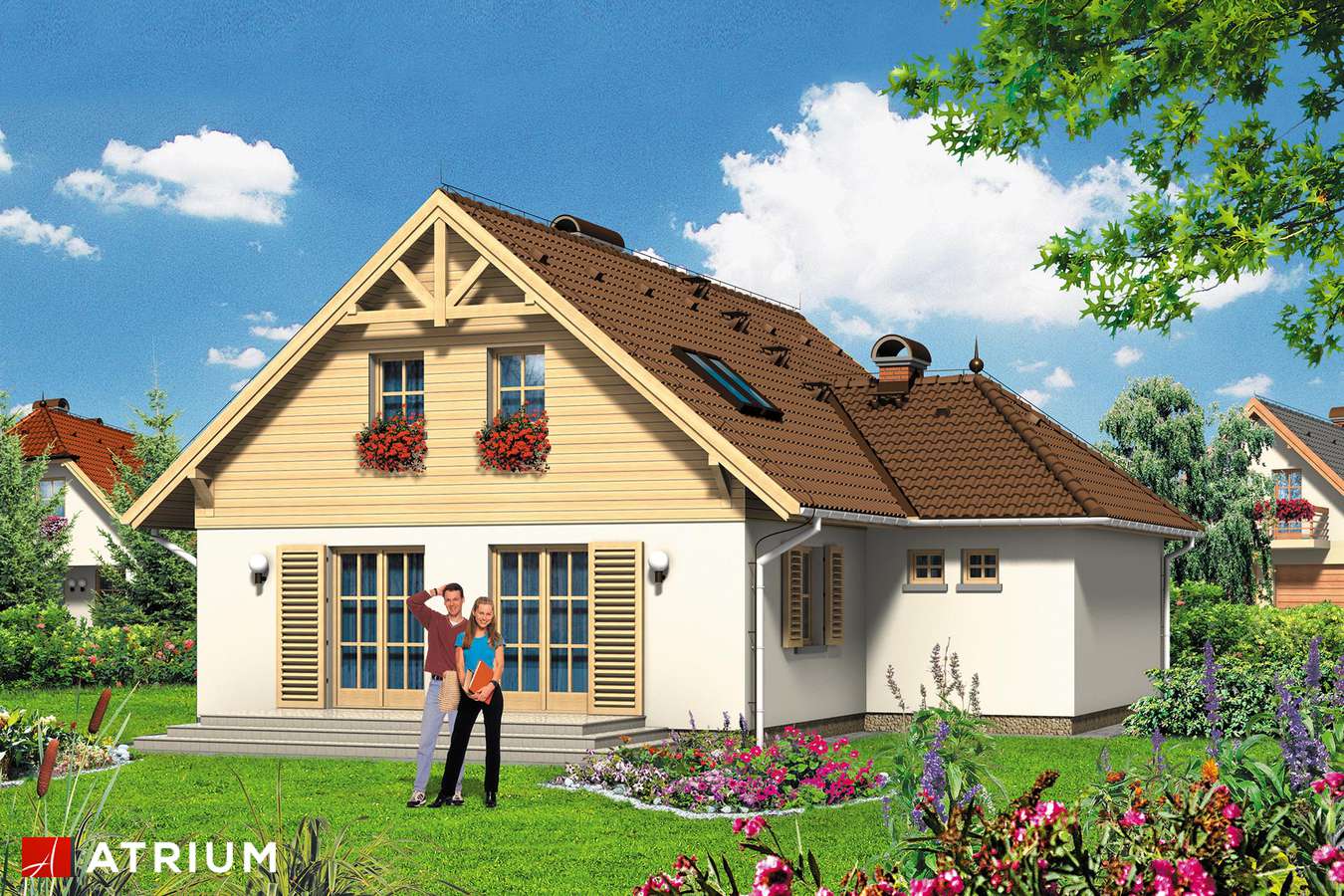 Projekty domów - Projekt domu z poddaszem AMADEO - wizualizacja 2 - wersja lustrzana