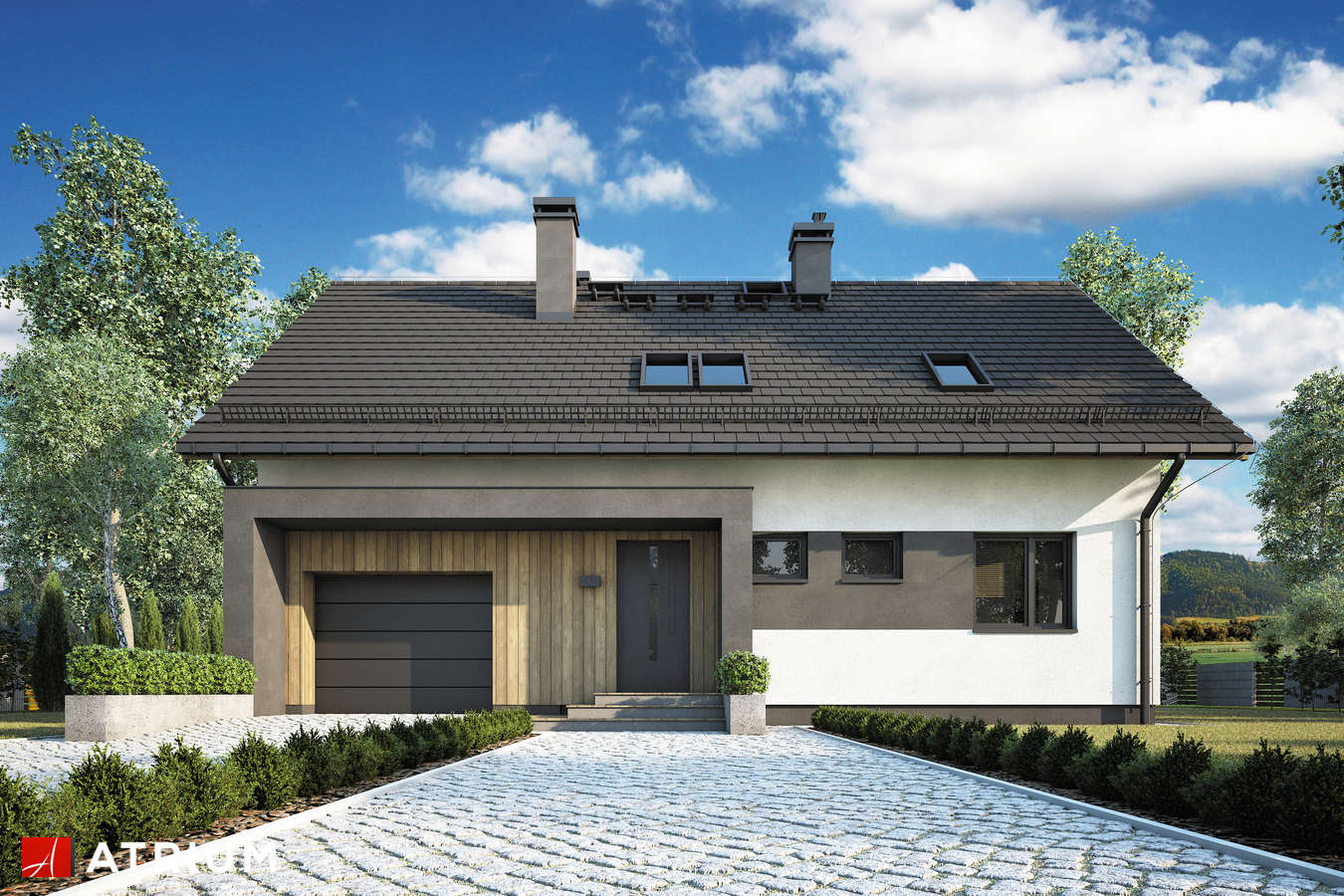 Projekty domów - Projekt domu z poddaszem EWA V - wizualizacja 1