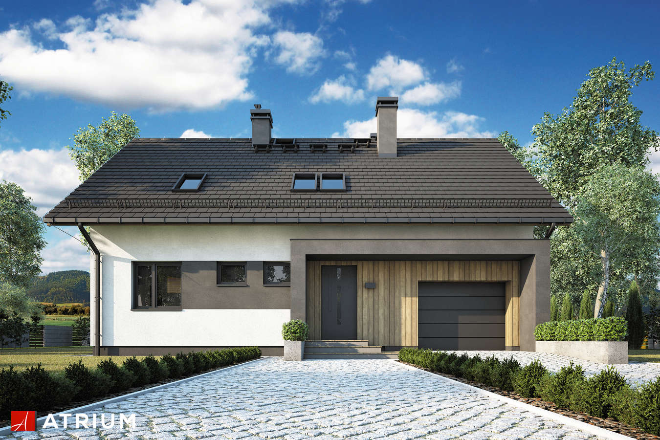 Projekty domów - Projekt domu z poddaszem EWA V - wizualizacja 1 - wersja lustrzana