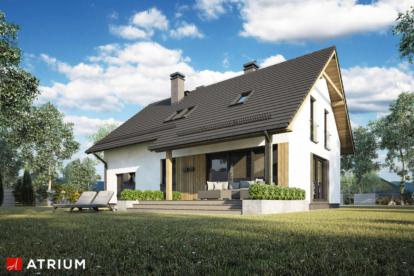 Projekty domów - Projekt domu z poddaszem EWA V - wizualizacja 2 - wersja lustrzana