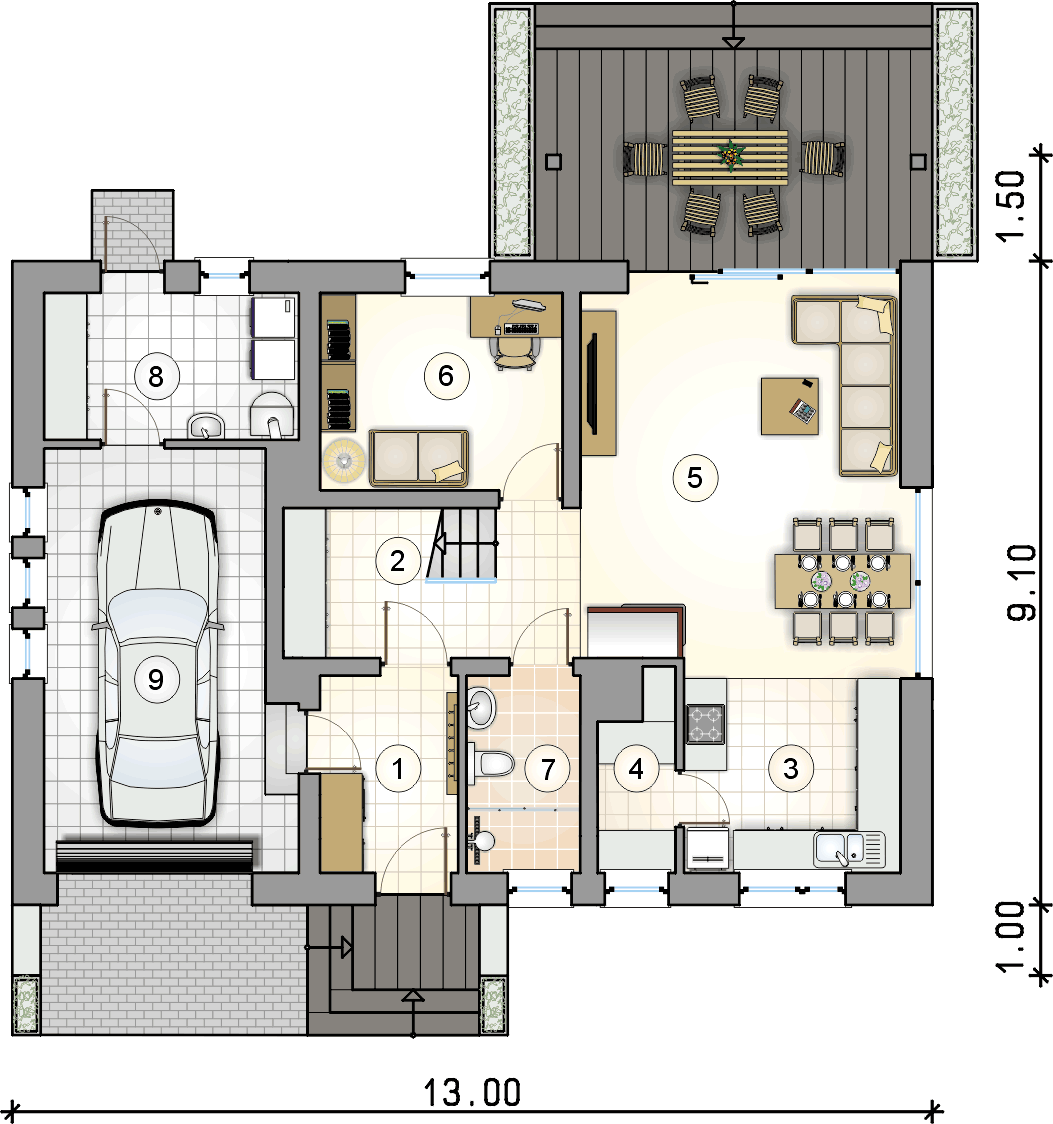 Rzut parteru - projekt Ewa V