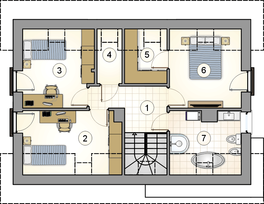 Rzut poddasza - projekt Samba New - wersja lustrzana
